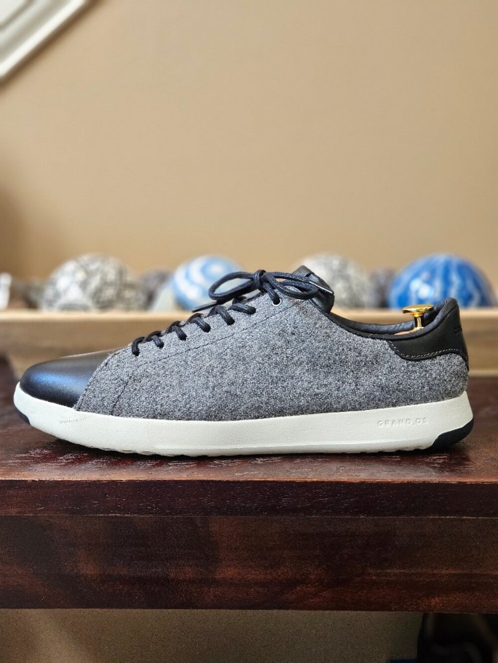 Cole Haan Men's GrandPro Wool & Leather Sneakers, Gray/Black, Sz 13 - Picture 9 of 15